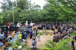 Polres Lampung Timur Amankan Unjuk Rasa Di Bendungan Margatiga