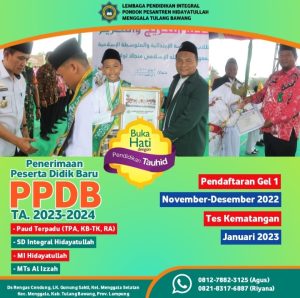 SDS Hidayatullah Gelar PPDB Th 2023 – 2024.