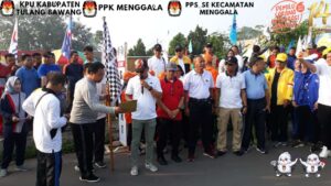 Serba Serbi Kirab Pemilu, KPU Tulangbawang Gelar Jalan Sehat.