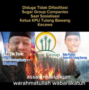 Tersinggung : Rekaman Perintah Viralkan SGC Muncul Dari Kubu KPU Tulangbawang.